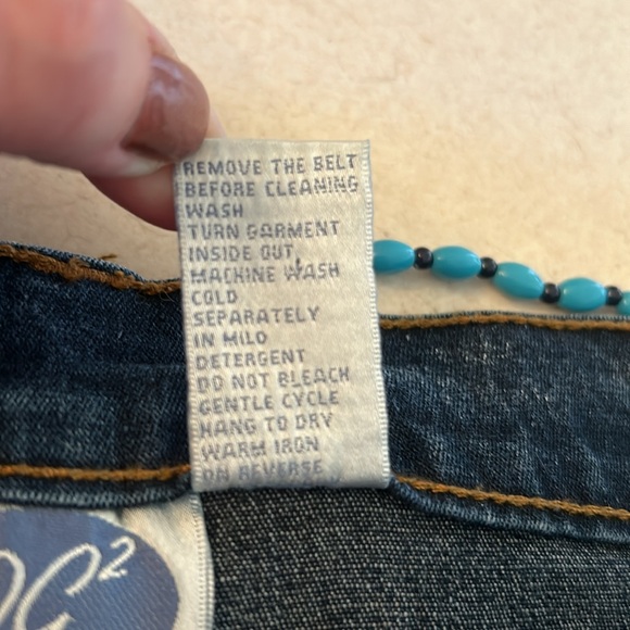 DH2 by Diane Gilman Embellished Beaded Belted Cuffed Jeans 14P 💙🩵 STUNNING! - Picture 14 of 15